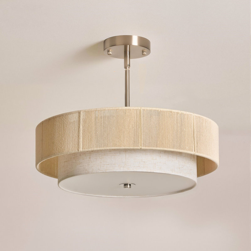 Maskell 4-Light 18" Wide Natural Rope Pendant Chandelier in Nickel, Brushed Nickel