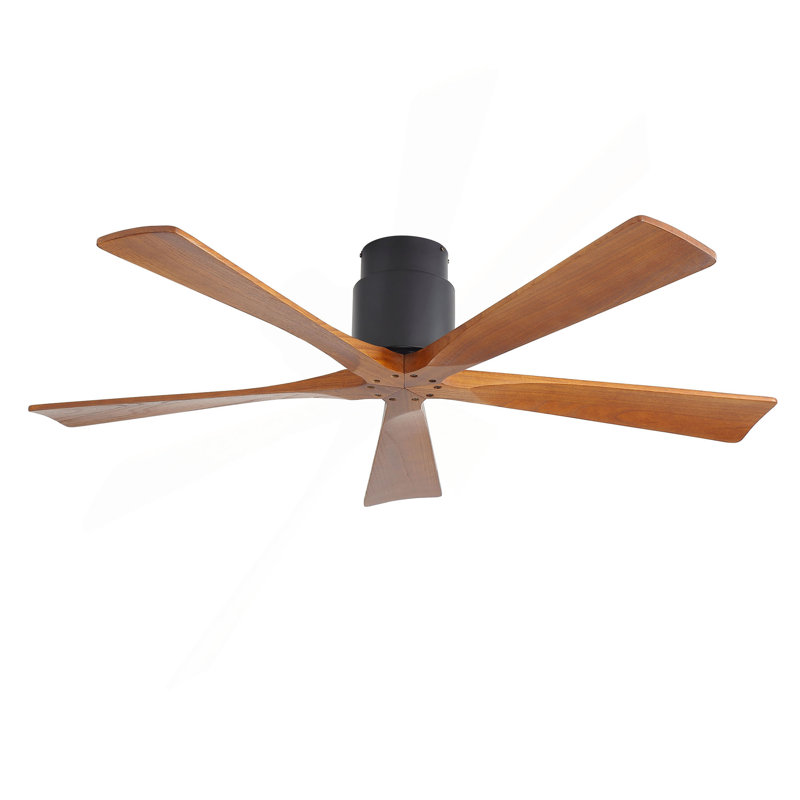 Ventilateur de plafond 52 pouces noir mat sans lumière - pales en bois de noyer, télécommande, moteur à courant continu réversible