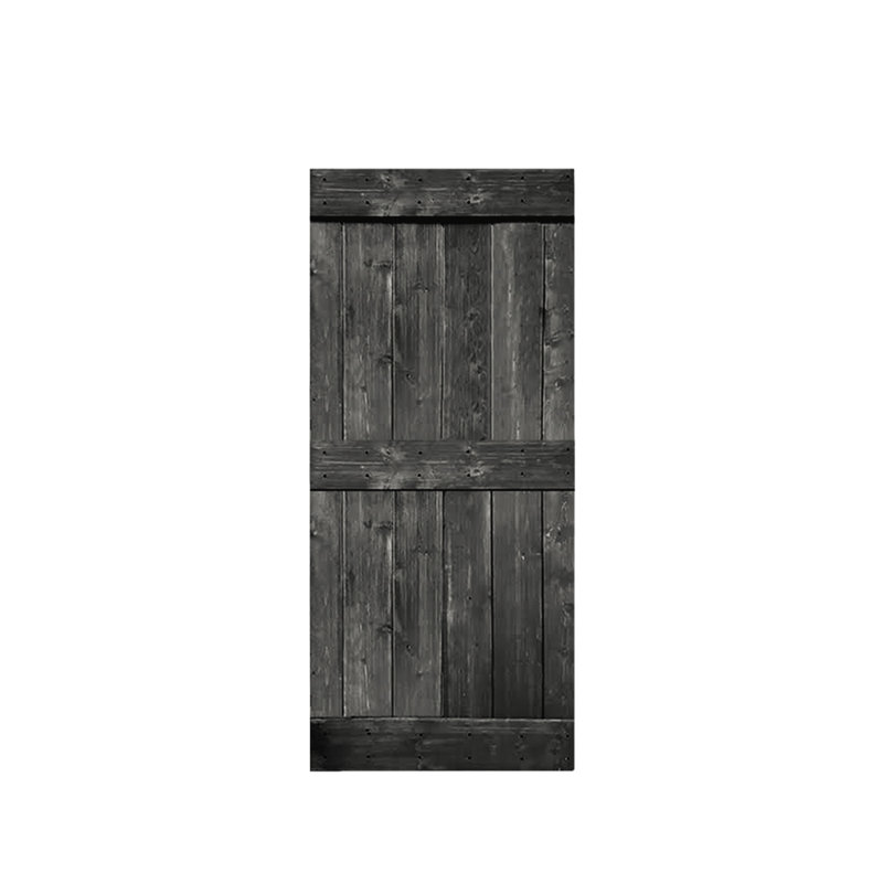 Porte de grange lambrissée peinte en bois sans trousse de quincaillerie d'installation, L 36 po x H 84 po, Gris métallisé