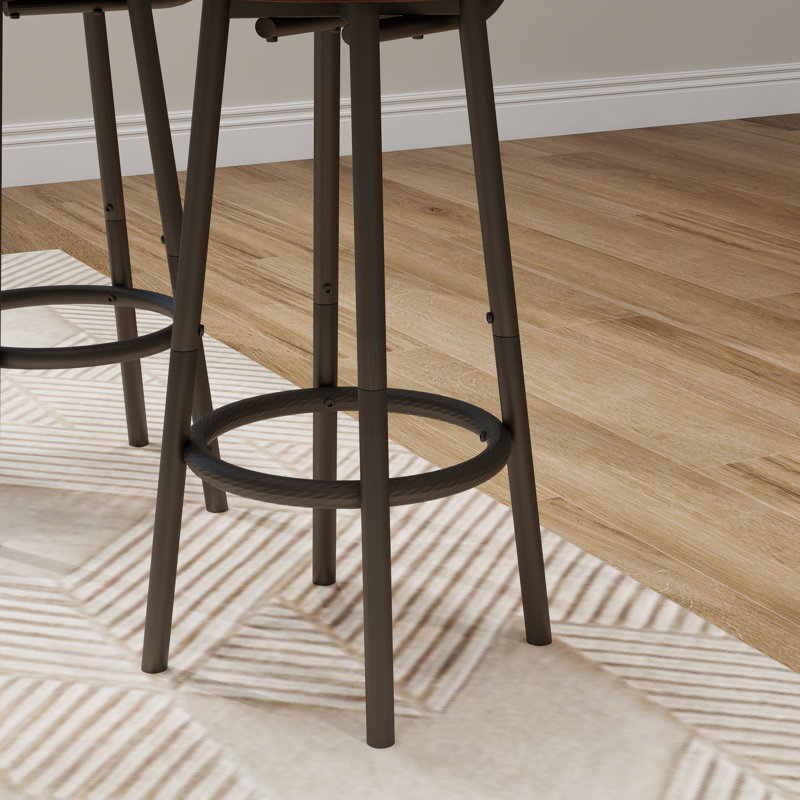 Ensemble de table de bar 3 pièces à hauteur de comptoir avec 2 tabourets pliables, support de rangement, plateau d'aspect bois et structure en acier, petit espace de salle à manger pour la cuisine, le salon, l’appartement