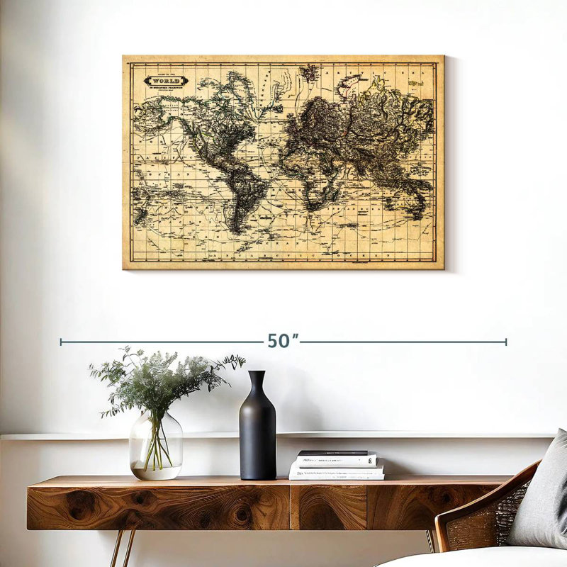 Carte de la carte du monde Aliaz, H 24 po x l 36 po