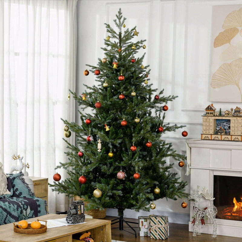 Arbre de Noël artificiel de 7,5 pi de largeur, décor des Fêtes, 1288 branches, ouverture automatique, base en acier, branches faciles à façonner