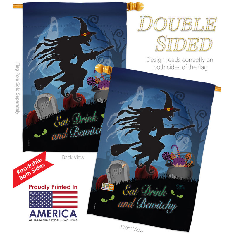 Drapeau de maison en polyester 40 x 28 po Bewitchy