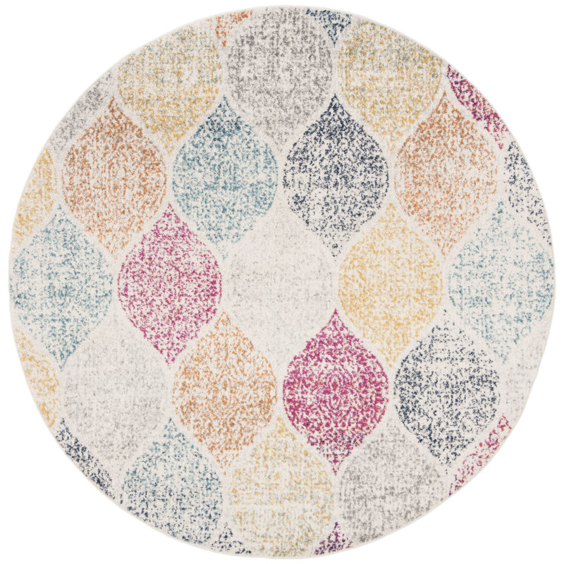 Tapis à motif géométrique Desiree Performance, Rond 6 pi 7 po