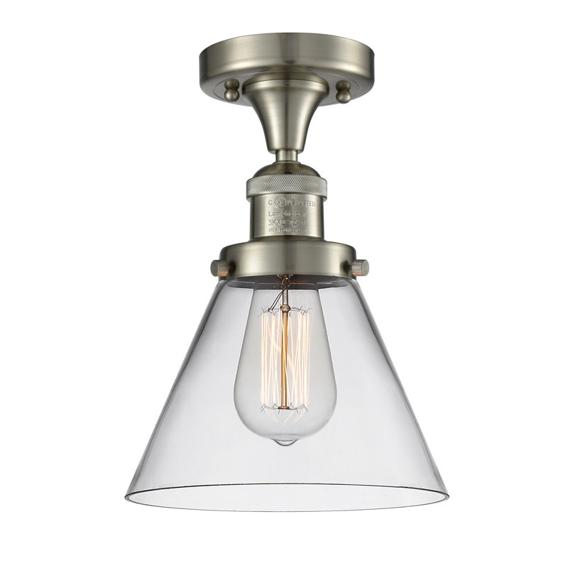Plafonnier semi-encastré 1 lumière Cone, Nickel satiné brossé, Clair