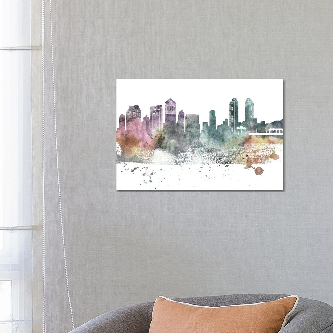 San Diego Pastel Skylines - Wrapped Canvas Print