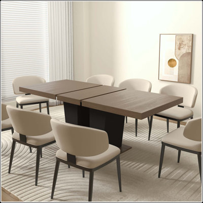 Extendable Dining Table with Double Pedestal Base
