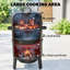 Outsunny 3-in-1 Vertical Barbecue Charcoal Smoker, BBQ with 2 Grill Grates