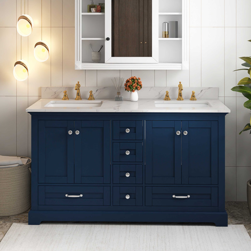 Ensemble de meuble-lavabo mural 60 po, Marine