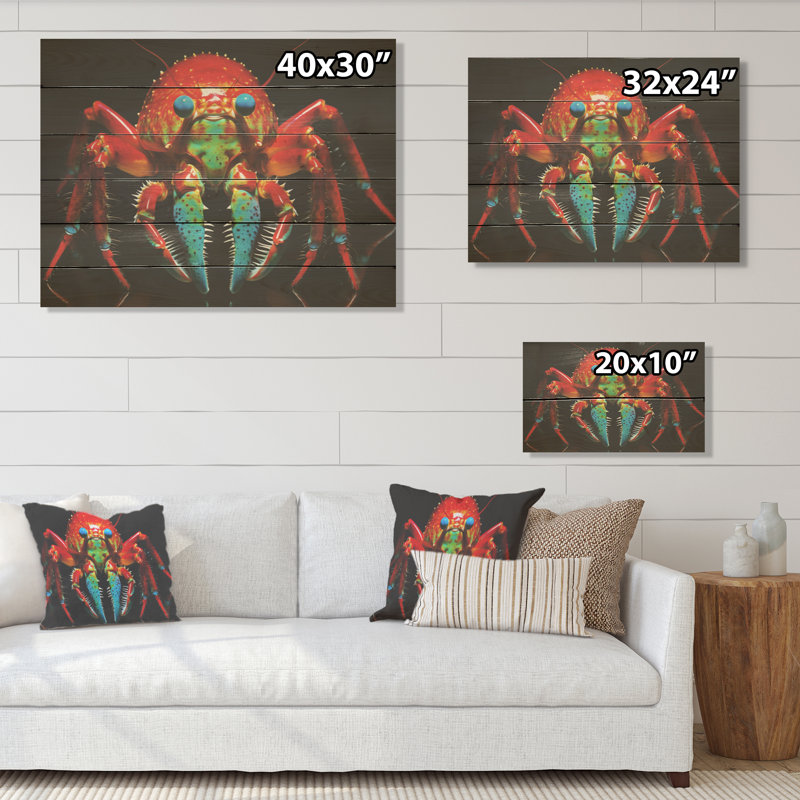 Art mural moderne sur bois de pin naturel, Raimboo Mantis, H 10 po x l 20 po