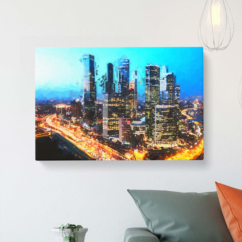 Moscow Russia Skyline In Abstract - Wrapped Canvas, 35cm H x 50cm W x 3cm D