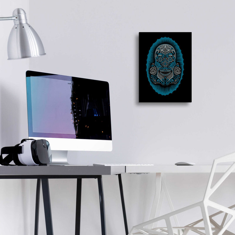 «Sugar Skull» par Rachel Caldwell, art mural en verre acrylique, H 16 po x l 12 po x P 0,13 po