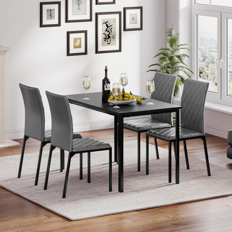 4 - Person Dining Set, Grey, Grey