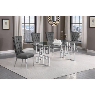 Chaplin Glass Top Double Pedestal Dining Set