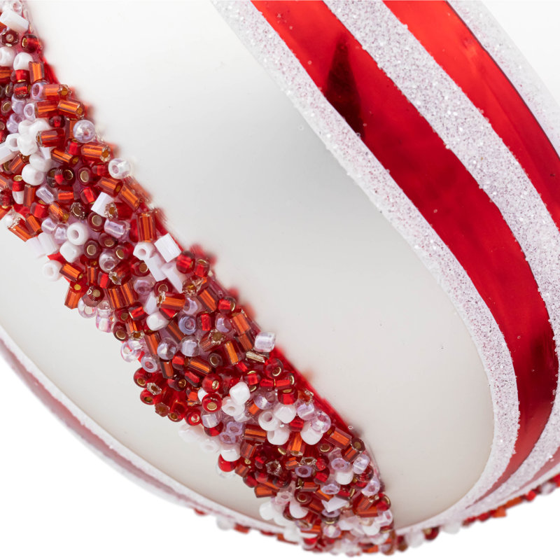 4'' Striped Glass Ball Ornament