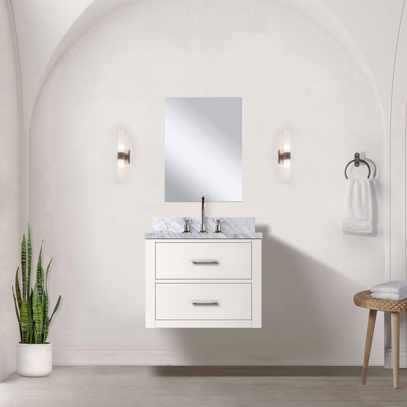 Meuble-lavabo simple 24 po de largeur x 18 po de profondeur, comptoir en acrylique, Blanc, Acrylique grise, 24"