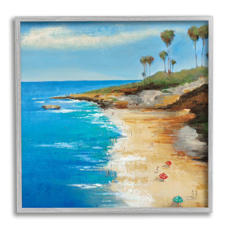 «Beach Landscape Cove» encadrée sur bois par Liz Jardine, peinture, H 24 po x l 24 po x P 1,5 po, Estampe numérique Farmhouse
