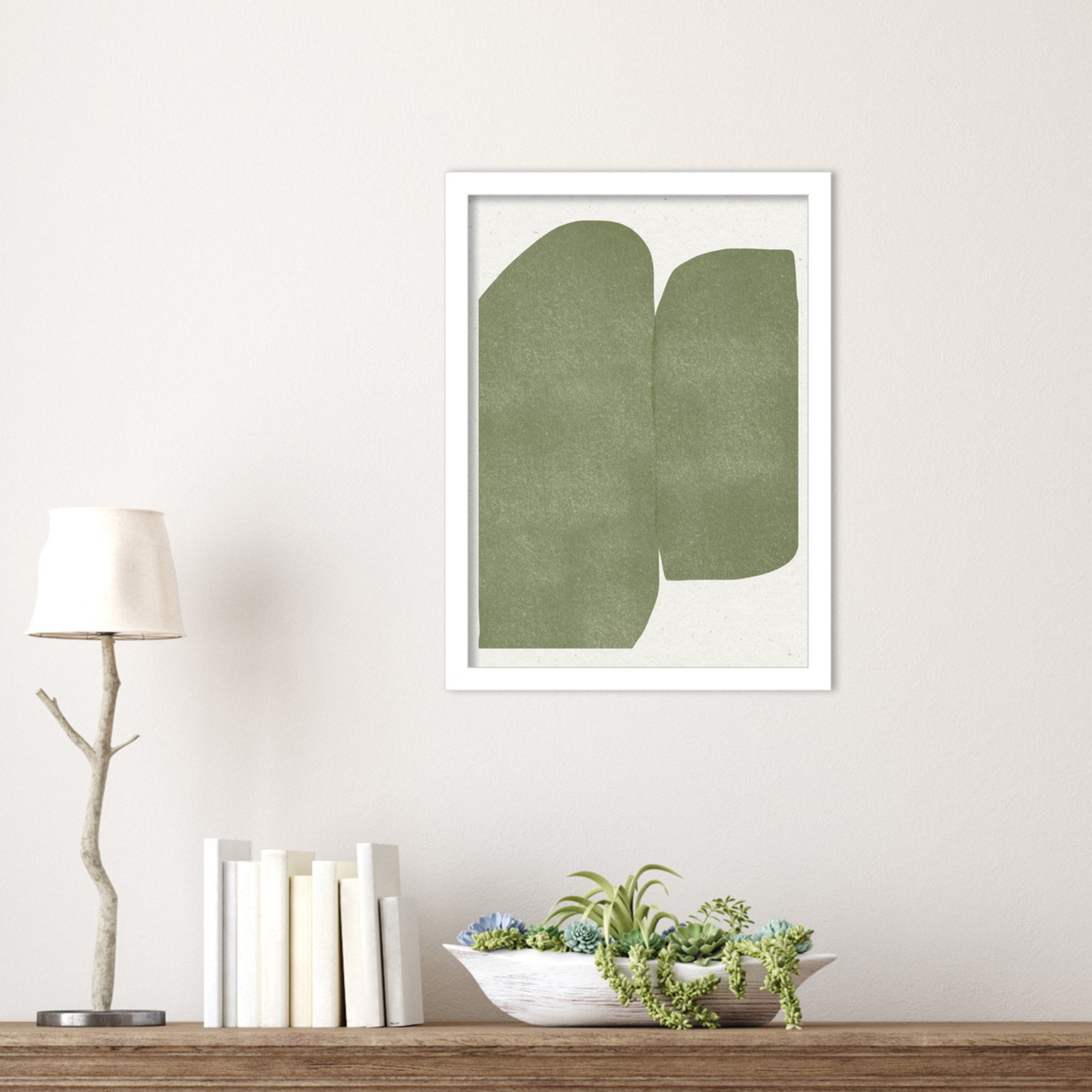Rooney "Green Paper Cut Modern" Print, White, 17" H x 13" W