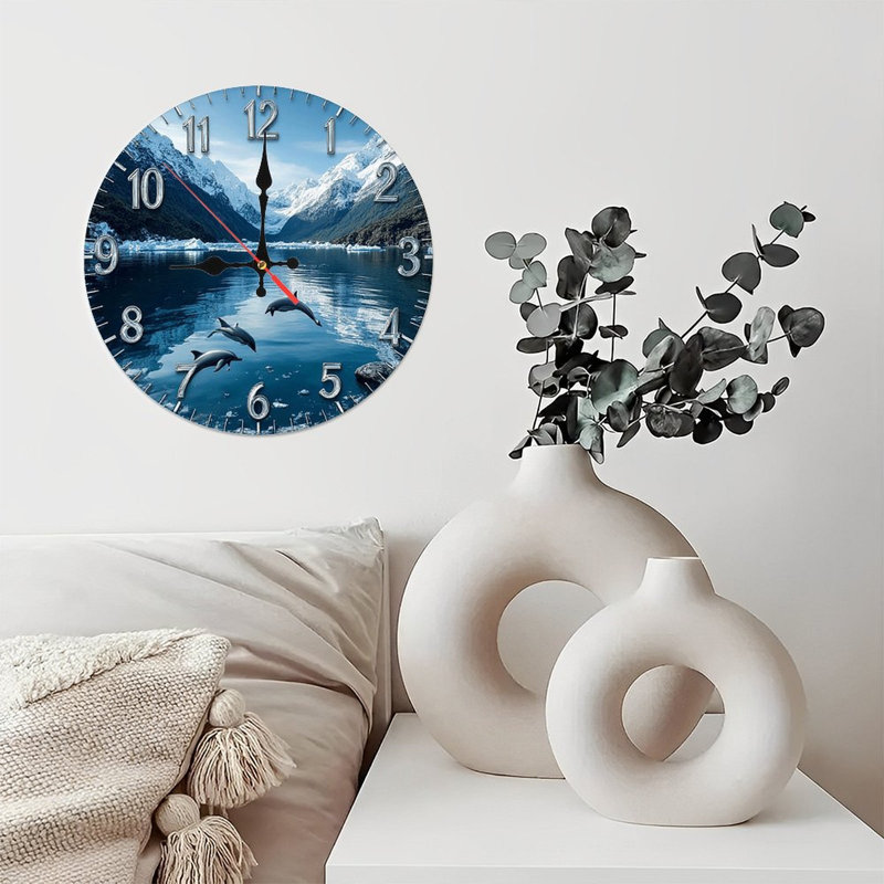 Horloge murale Mountain Lake Dolphins