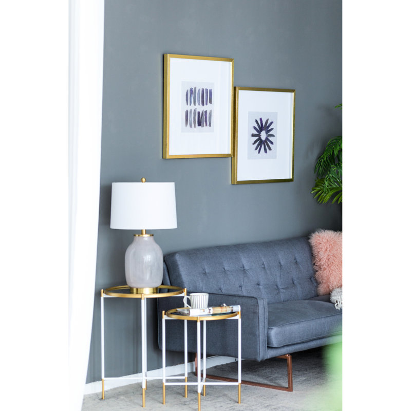 "Grace" Agate mauve, boîtes murales d'ombre, 23,5 po carré, 2 pièces - Rehaussez votre espace avec 40% PS et 15% verre, art carré, motifs de matériaux distincts