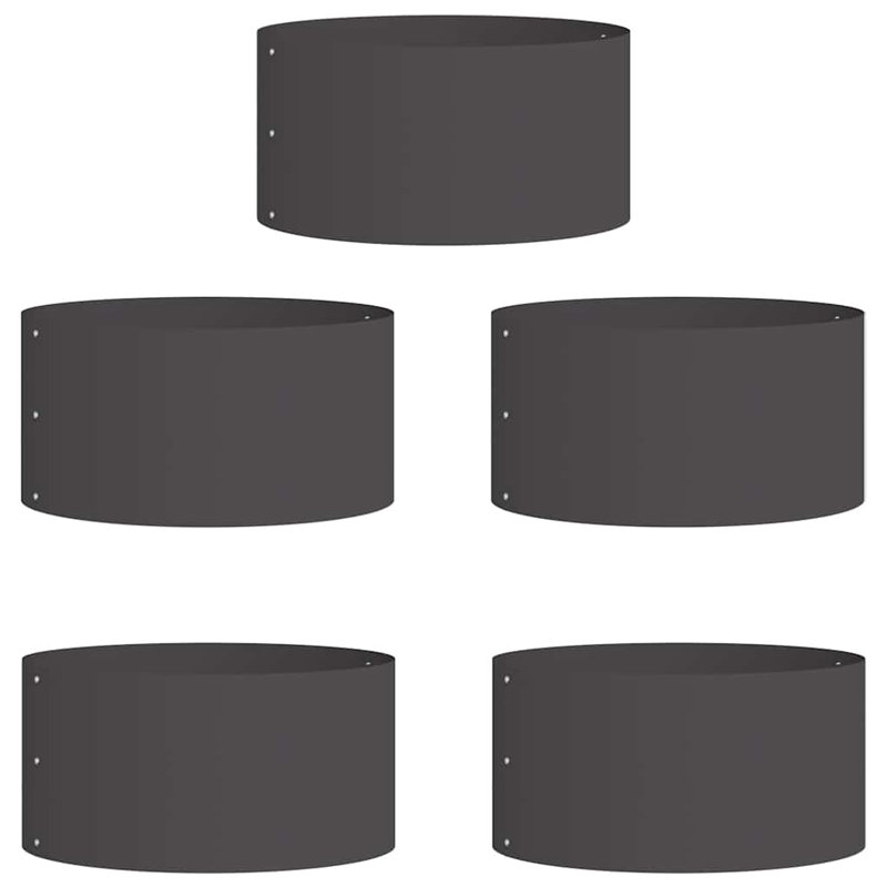 Garden Planters 5 Pcs 20 Cm Steel, 20cmH x 40cmW x 40cmD, Black