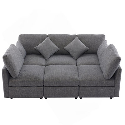86.6" Sectional Sofa Modular Sofa U-Shaped Sofa Couch Sofa Bed L-Shaped Sofa With A Movable Ottoman And Two USB Ports