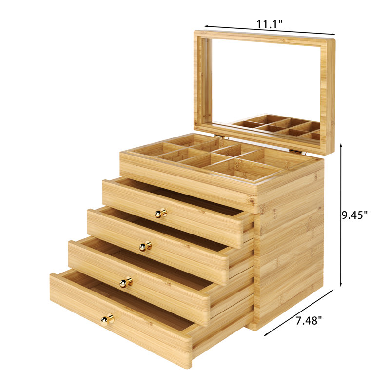 Bamboo Jewellery Box + Drawers