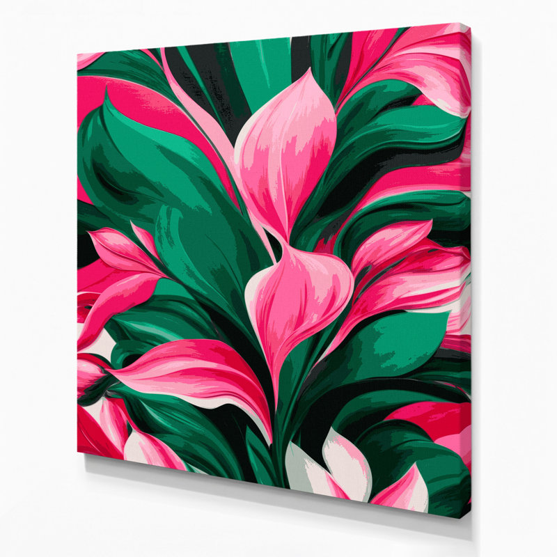 «Abstract Florals 64», art mural sur toile verte, H 12 po x l 12 po