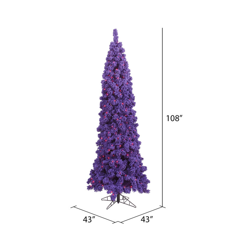 Artificial Christmas Tree with Stand, 9' H x 43" W, Purple LED