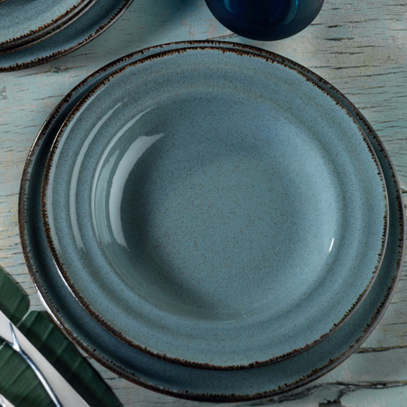 Brabazon 18 Piece Porcelain Dinnerware Set - Service for 6, Blue
