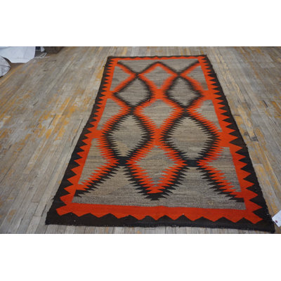 Antique Navajo Flat Weave Gray Color Native American Flat Weave Rug