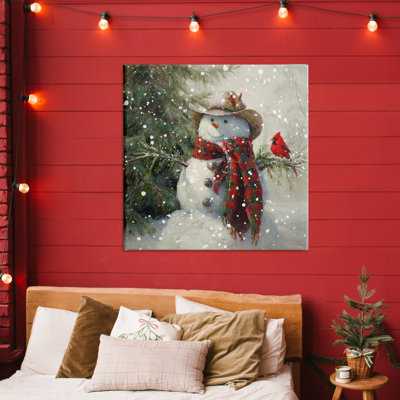 Cowboy Snowman & Cardinal Canvas, design by Tina LeCour