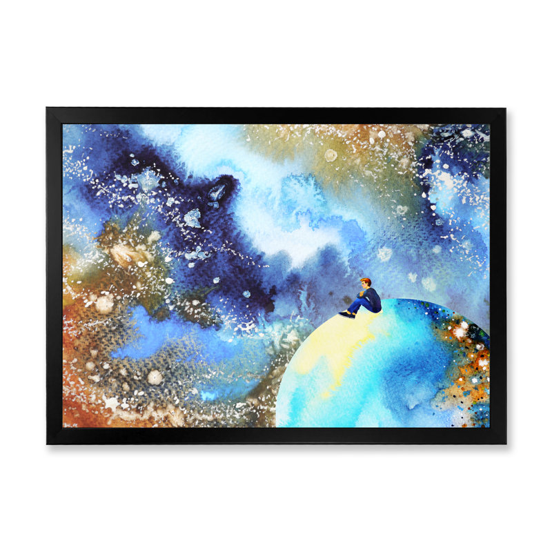 «Humain avec une puissante planète énergie», reproduction sur toile, Cadre d'angle fermé noir, H 8 po x l 12 po x P 1 po