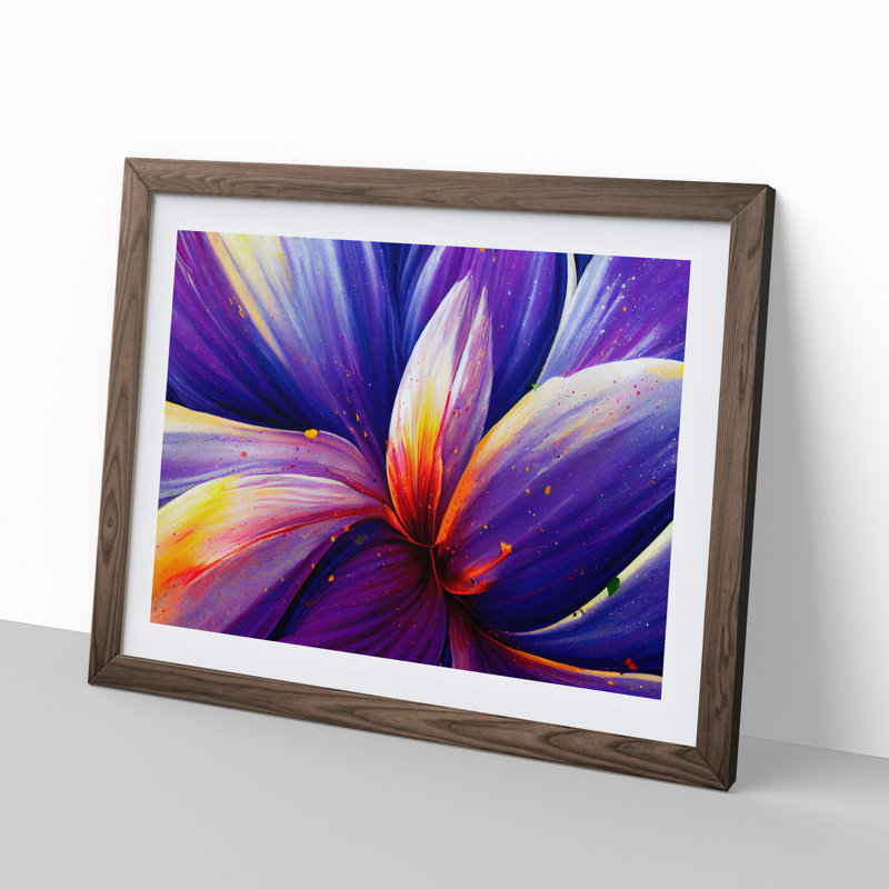Colourful Iris Flower Vol.1 Abstract - Print, Walnut Framed, 34cm H x 46cm W x 2cm D