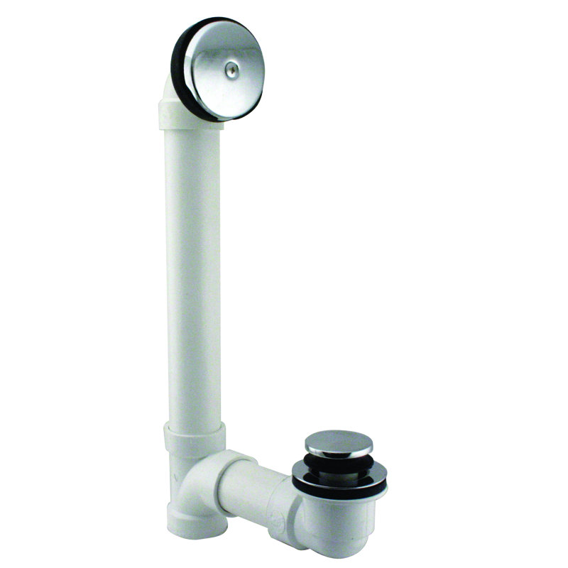 Sch. 40 PVC Tip-Toe Bathtub Leg Drain Assembly with One-Hole Overflow, Polished Chrome