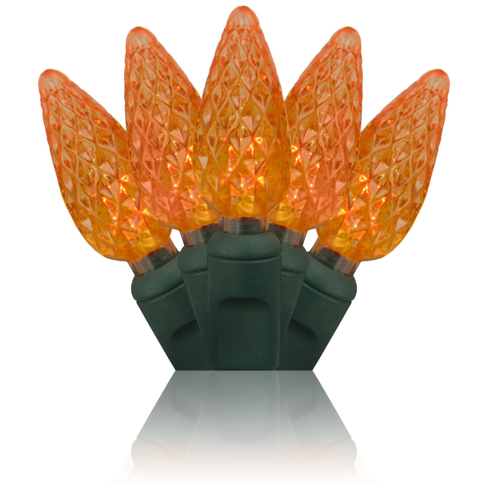 70-Light C6 LED Christmas String Lights, Orange