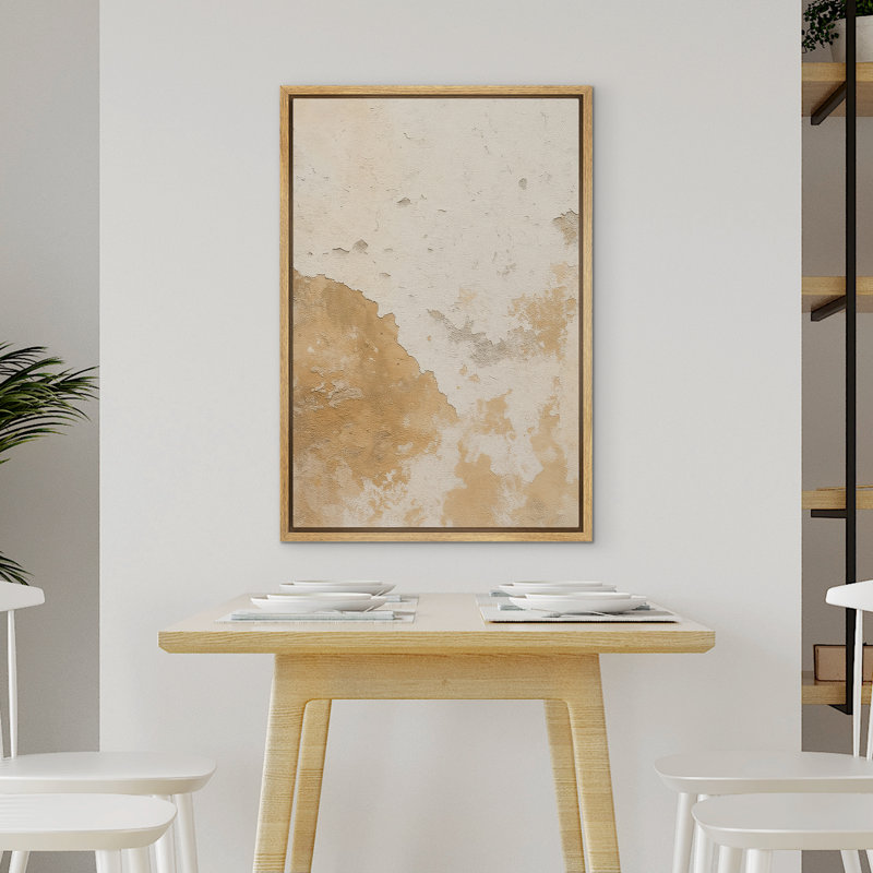 «Warm Neutral Aged Wall Surface Abstract encadrée», H 24 po x l 16 po x P 1,5 po, Naturel