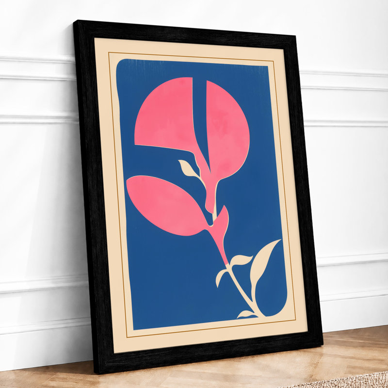 Pink Stem Botanical - Framed Print, A1 - 84.1 x 59.4 cm, Black