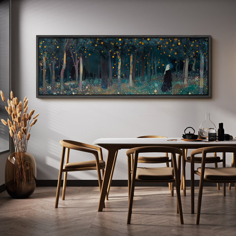 «Moody Night Forest», art mural chambre à coucher bleu marine, impression numérique sur toile giclée sur toile, Noir