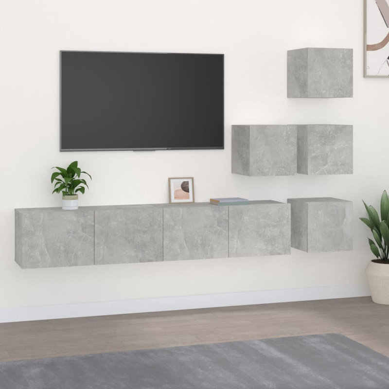 Konya Unfinished Floating TV Stand for TVs up to 32", Concrete Grey