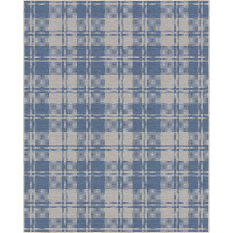 Tapis bleu à tissage plat Kehr, Rectangle 7 pi 7 po x 9 pi 10 po