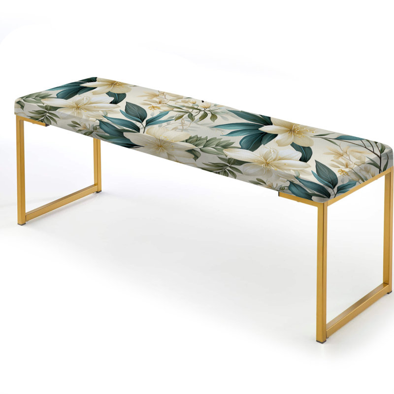 Serene Botanic Tropical Motif II - banc rembourré tropical doré