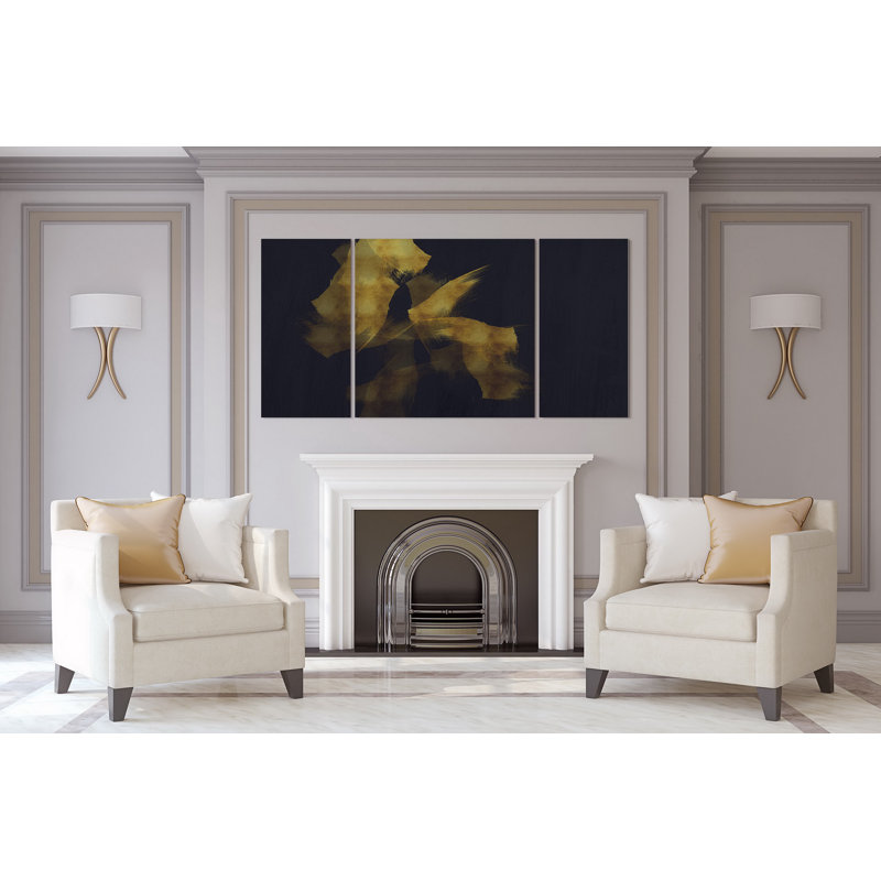 « gold on blue » de première qualité, reproduction d’image multi-pièces sur toile, H 24 po x l 48 po x P 1,5 po
