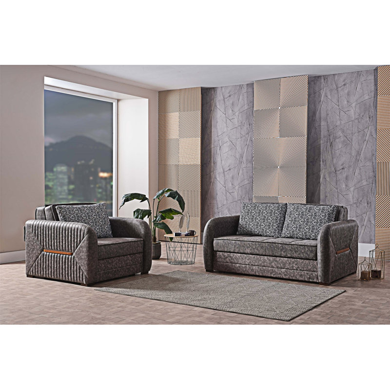 Fauteuil rembourré convertible avec rangement, Gris