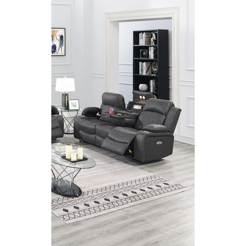 3 couleurs anthracite avec mouvement électrique, gel, dossier coussiné et console de chargement sans fil, fauteuil inclinable contemporain, porte-gobelet