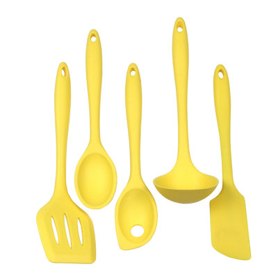 5 Piece Yellow Premium Silicone Kitchen Tool Set