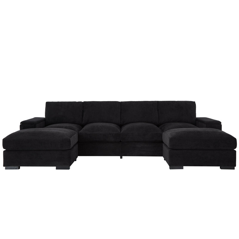 Canapé modulaire à assise profonde avec repose-pieds, canapé-lit en polyester Meubles rembourrés confortables pour salon, appartement, bureau