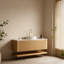 Meuble-lavabo flottant 48 po avec lavabo vasque, armoire de salle de bain cannelée avec tiroirs et tablette ouverte Hizon-736165194