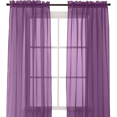Ensemble de 2 rideaux transparents Gracie Oaks - passe-tringle 2 pouces - voilage uni pour salon, chambre à coucher, 60 x 84