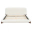 Grand lit plateforme tapissier avec tête de lit épaisse Boucle, pieds en bois, blanc-1873039459
